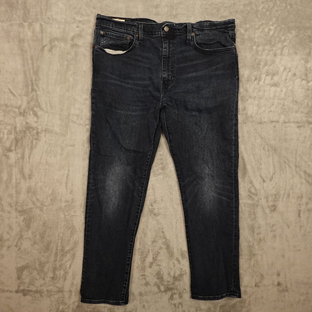 Levi's jeans 502 tapered fit men's 38x30 dark wash blue red tab big E